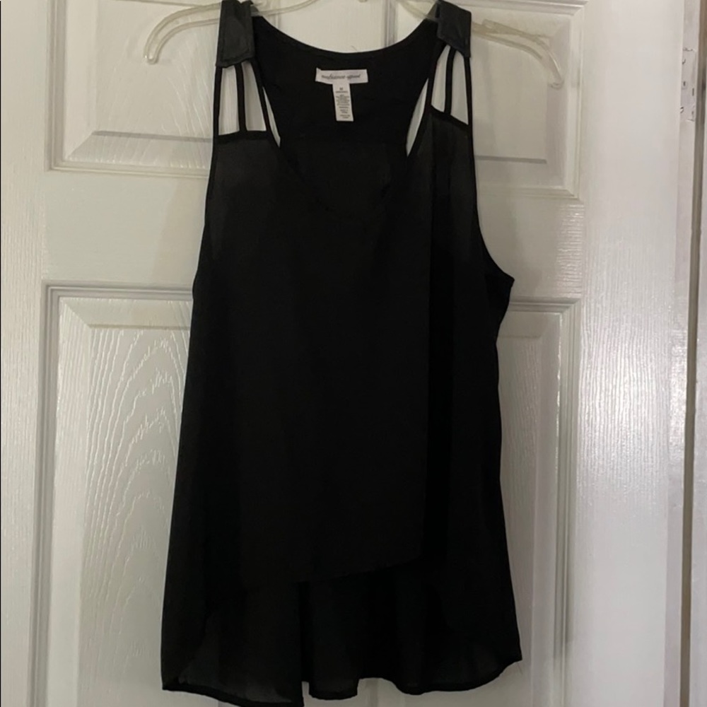 Black double strap v neck top